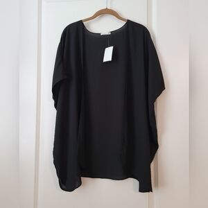 NWT Soprano Black Lightweight Kimono Open Front Wrap S/M